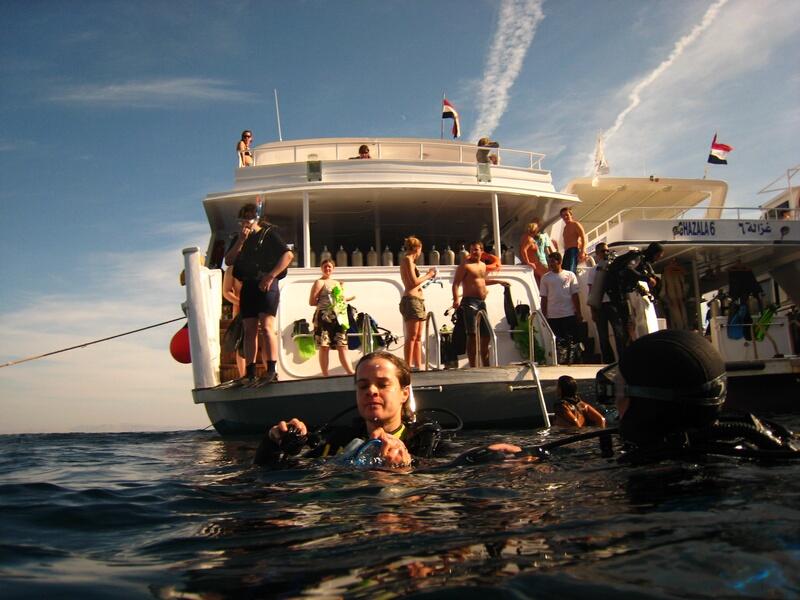 Entering the water from the boat